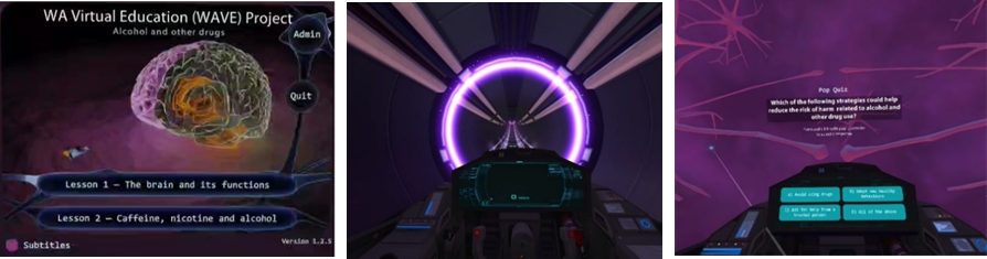 Screenshots from the virtual reality lessons